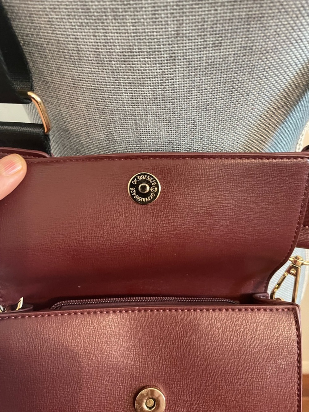 Melie Bianco Wine Red Crossbody with Gold Hardware - Picture 7 of 15